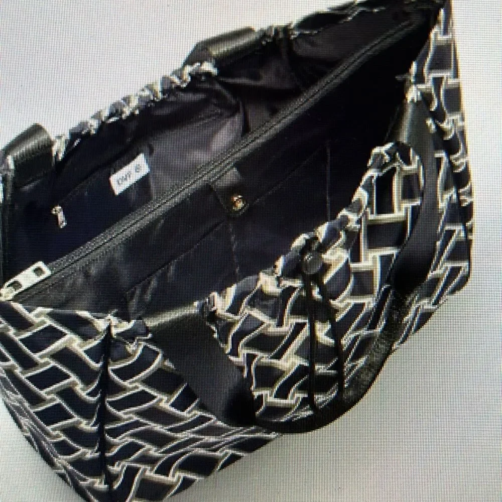 DVF Ltd Ed. Neutral Geometric Tote 👜 Bag security zippers iPad padded middle.